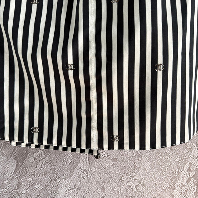 CC Striped Halter Top Black White Cotton