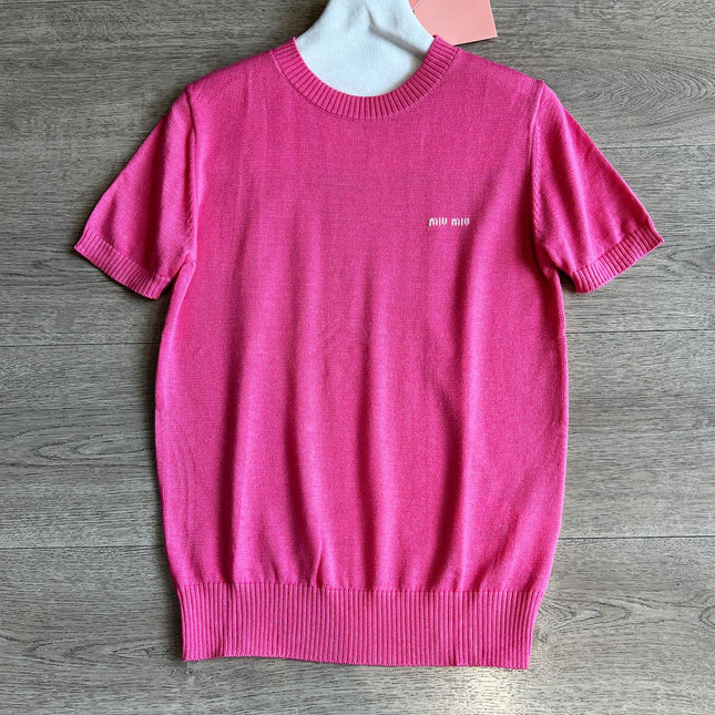 MIUMIU SHORT-SLEEVE KNIT TOP STYLE 423