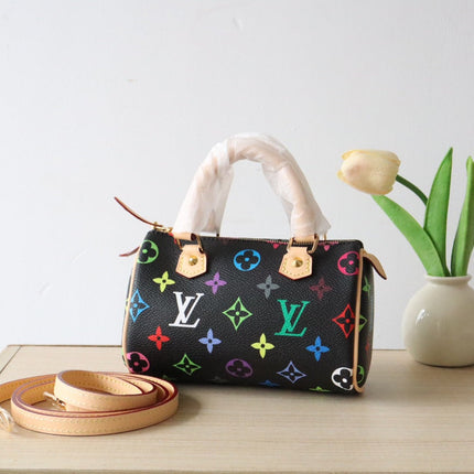 EAST WEST 15 BAG IN BLACK MIX COLORFUL CALFSKIN