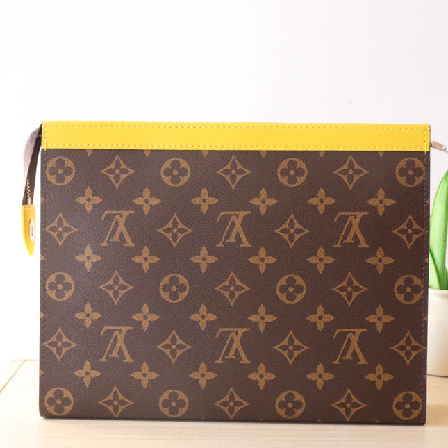 LV 25S POCHETTE VOYAGE 26 IN YELLOW MONOGRAM MACASSAR COATED CANVAS
