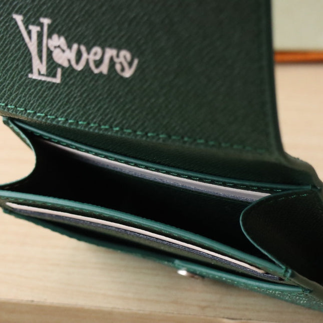 LV 25S ENVELOPE BUSINESS CARD HOLDER 10 IN DEEP TEAL MONOGRAM HERITAGE COATED CALFSKIN