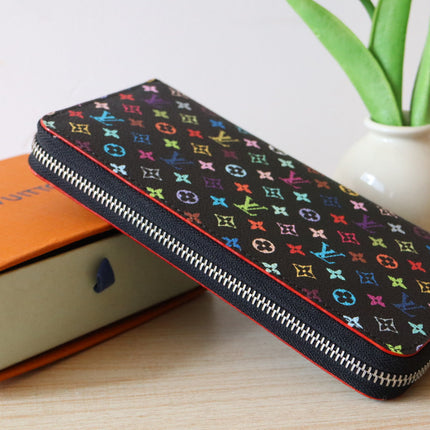 ZIPPY WALLET 19 IN BLACK MIX COLORFUL CALFSKIN