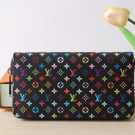 ZIPPY WALLET 19 IN BLACK MIX COLORFUL CALFSKIN
