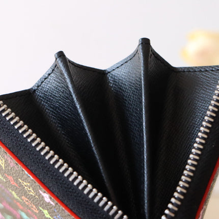 ZIPPY WALLET 19 IN BLACK MIX COLORFUL CALFSKIN