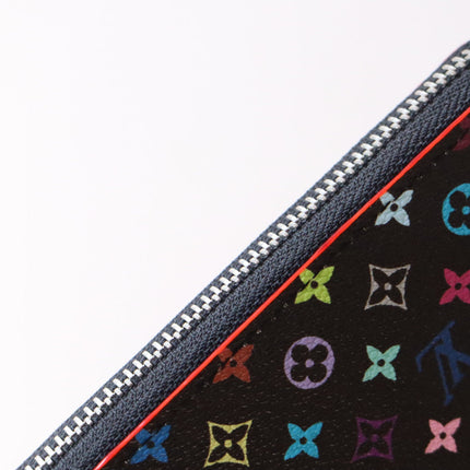 ZIPPY WALLET 19 IN BLACK MIX COLORFUL CALFSKIN