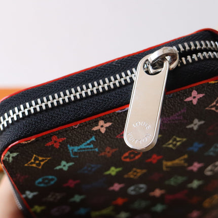 ZIPPY WALLET 19 IN BLACK MIX COLORFUL CALFSKIN