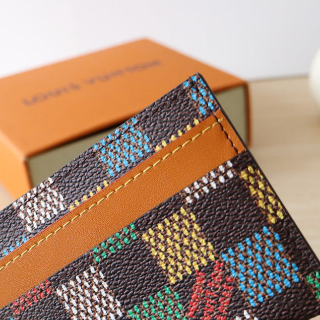 POCKET ORGANIZER CARD HOLDER 11 IN COLORFUL DAMIER EBENE CANVAS
