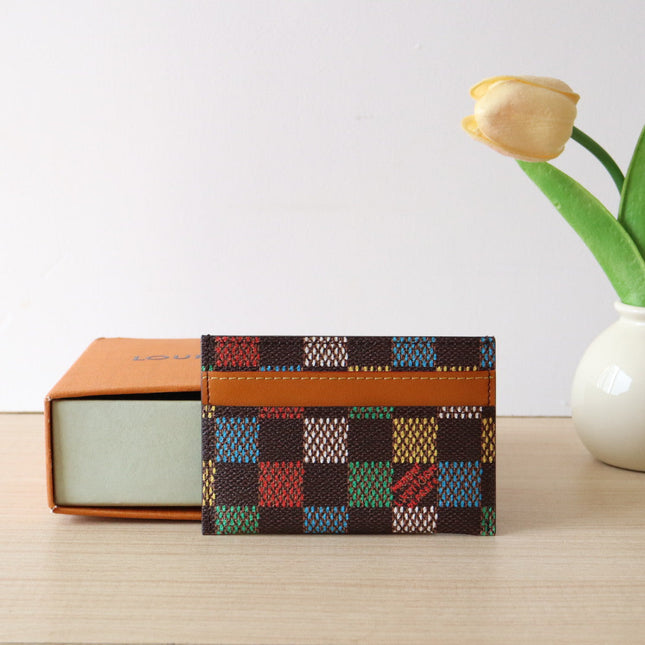 POCKET ORGANIZER CARD HOLDER 11 IN COLORFUL DAMIER EBENE CANVAS