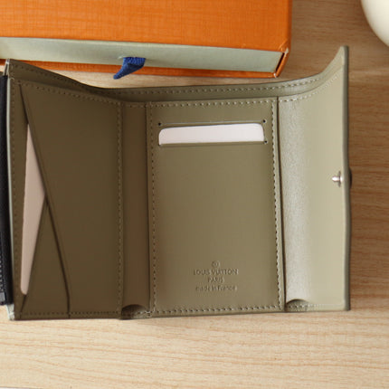 IRIS WALLET IN KHAKI BROWN EMBOSSED CALFSKIN