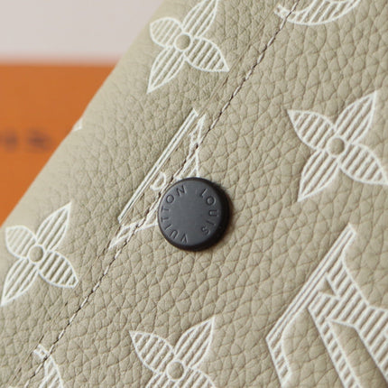 IRIS WALLET IN KHAKI BROWN EMBOSSED CALFSKIN