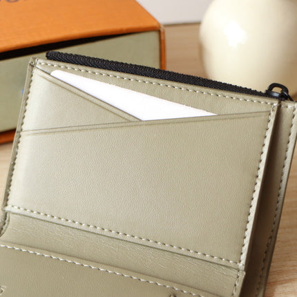 IRIS WALLET IN KHAKI BROWN EMBOSSED CALFSKIN