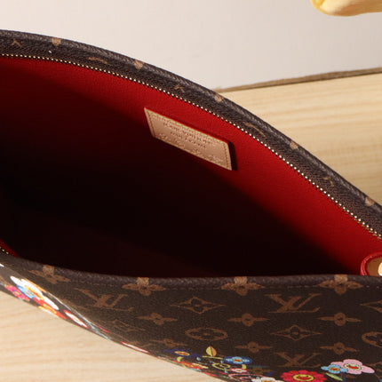 TOILETRY POUCH 25 CM BAG IN BROWN MONOGRAM CALFSKIN WITH STICKER