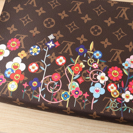 TOILETRY POUCH 25 CM BAG IN BROWN MONOGRAM CALFSKIN WITH STICKER