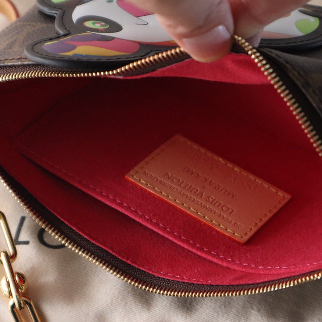PANDA POCHETTE BAG 22 IN BROWN MONOGRAM COATED CANVAS