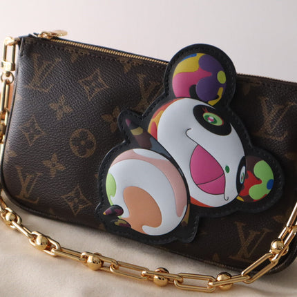PANDA POCHETTE BAG 22 IN BROWN MONOGRAM COATED CANVAS