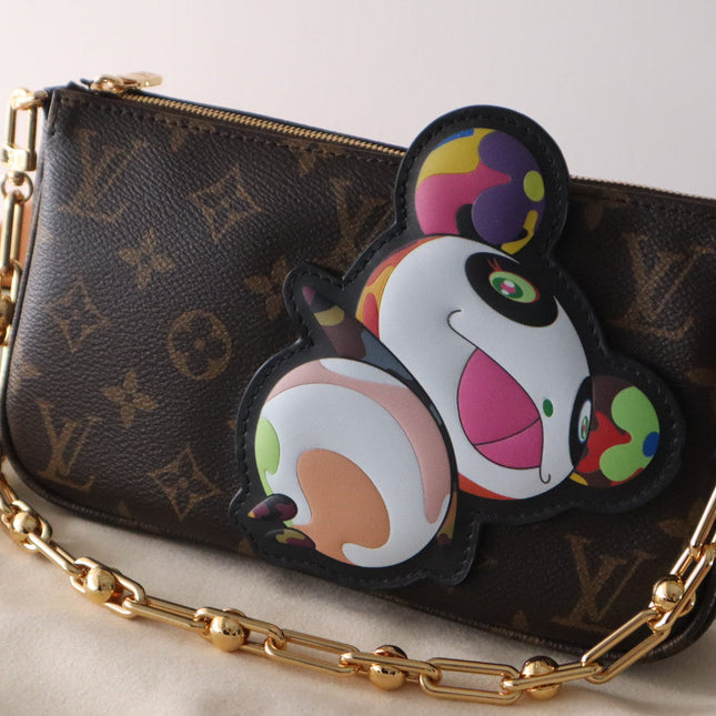 PANDA POCHETTE BAG 22 IN BROWN MONOGRAM COATED CANVAS