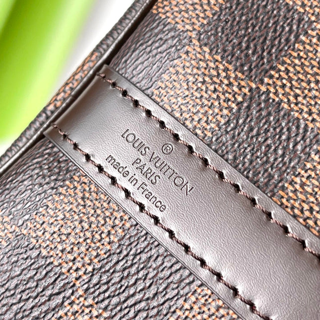 SPEEDY BANDOLIÈRE 30 IN DARK BROWN DAMIER EBENE CANVAS GOLD LOCK