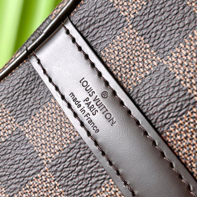 SPEEDY BANDOLIÈRE 25 IN DARK BROWN DAMIER EBENE CANVAS GOLD HARDWARE