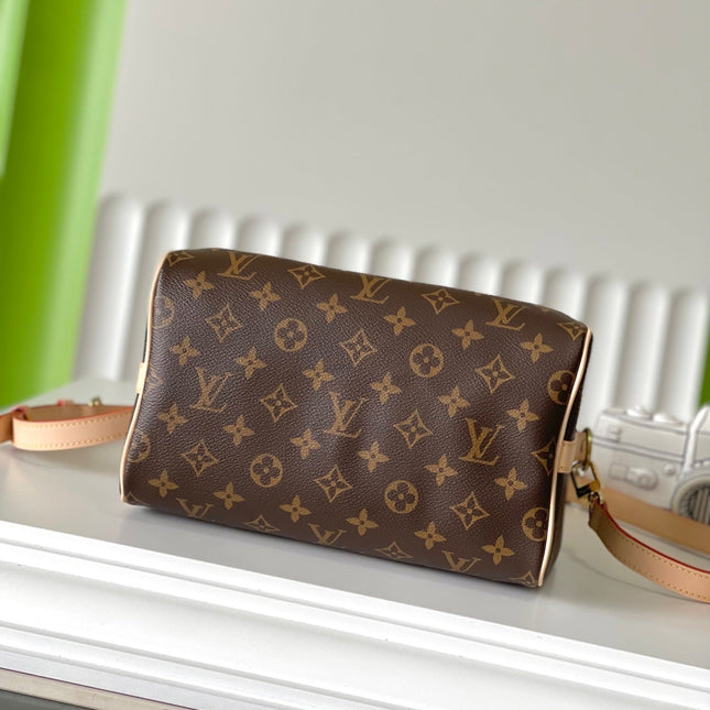 SPEEDY BANDOLIÈRE 25 IN BROWN MONOGRAM CANVAS GOLD HARDWARE