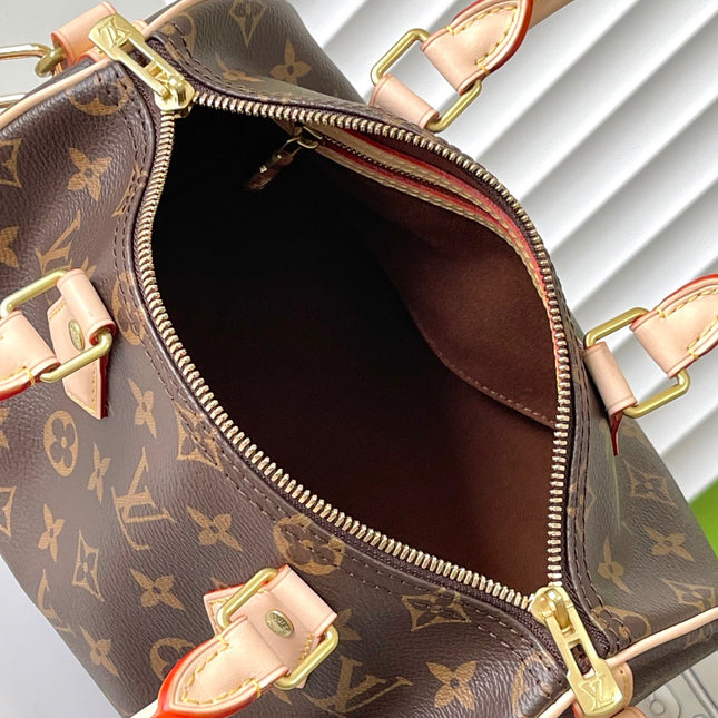 SPEEDY BANDOLIÈRE 25 IN BROWN MONOGRAM CANVAS GOLD HARDWARE