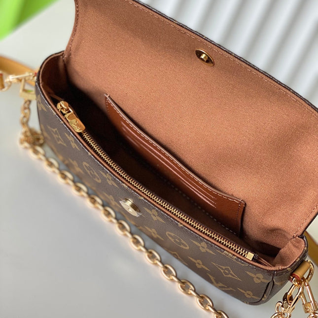 WALLET ON CHAIN IVY 23.5 IN BROWN MONOGRAM CANVAS GOLD LOCK