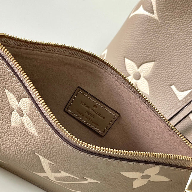 CRAFTY NEONOE 26 IN BROWN AND CREAM BICOLOR EMPREINTE CALFSKIN