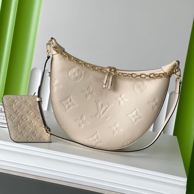 LOOP HOBO 38 CREMEMONOGRAM EMPREINTE LEATHER GOLD HARDWARE