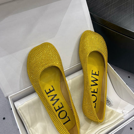 Toy ballerina in suede and allover rhinestones yellow