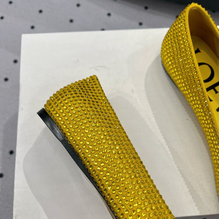 Toy ballerina in suede and allover rhinestones yellow