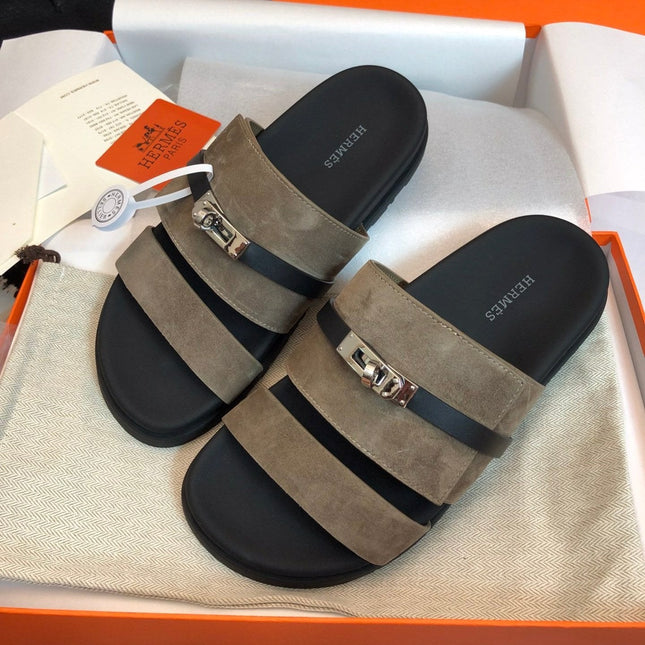 GABRIEL SANDAL MULE IN GRAYISH BROWN SUEDE