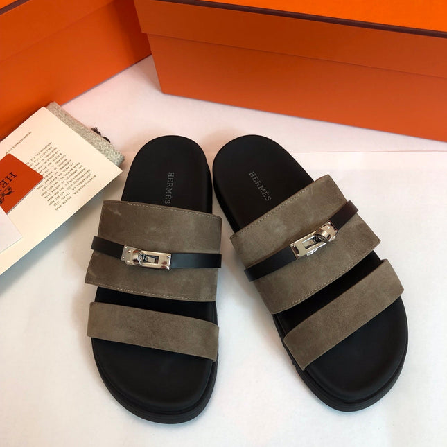 GABRIEL SANDAL MULE IN GRAYISH BROWN SUEDE