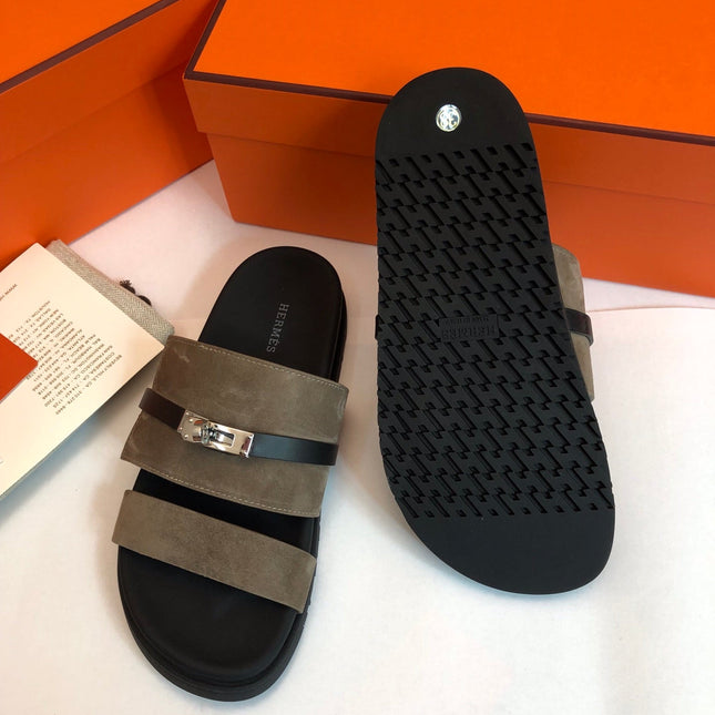 GABRIEL SANDAL MULE IN GRAYISH BROWN SUEDE