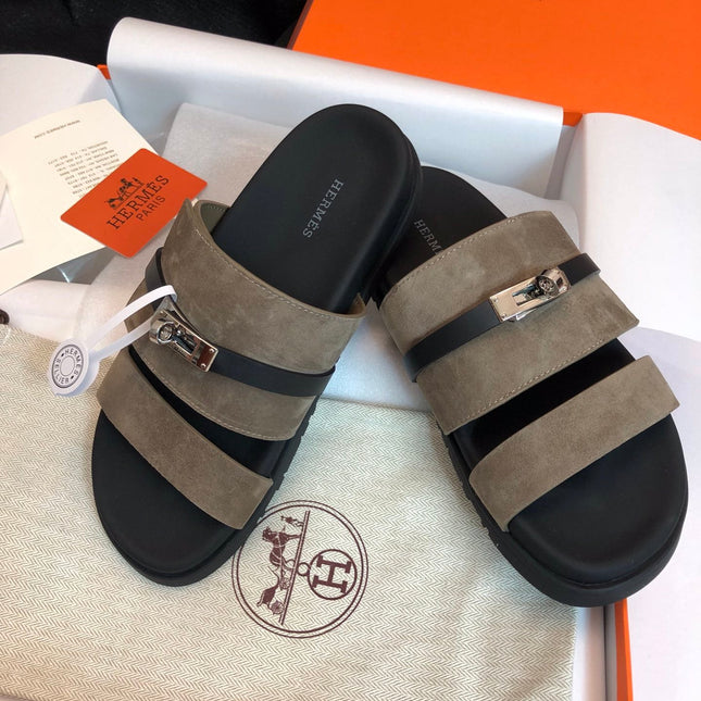 GABRIEL SANDAL MULE IN GRAYISH BROWN SUEDE