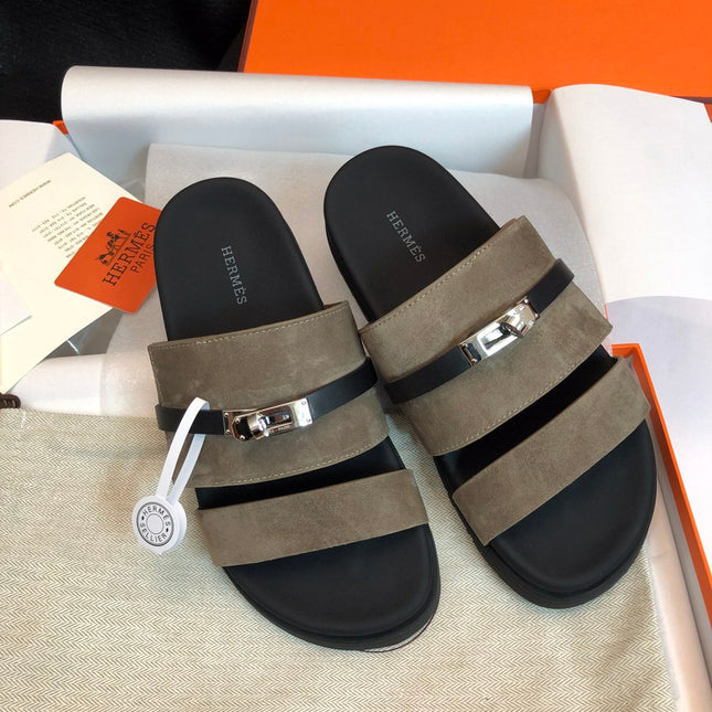 GABRIEL SANDAL MULE IN GRAYISH BROWN SUEDE