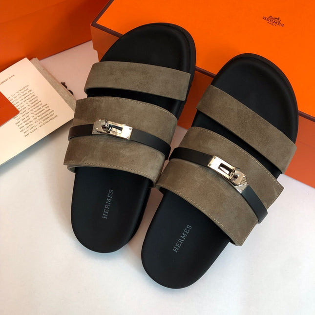 GABRIEL SANDAL MULE IN GRAYISH BROWN SUEDE