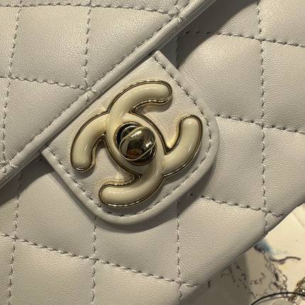 CC MINI 16 CROSSBODY BAG IN WHITE CALFSKIN WITH STRAP