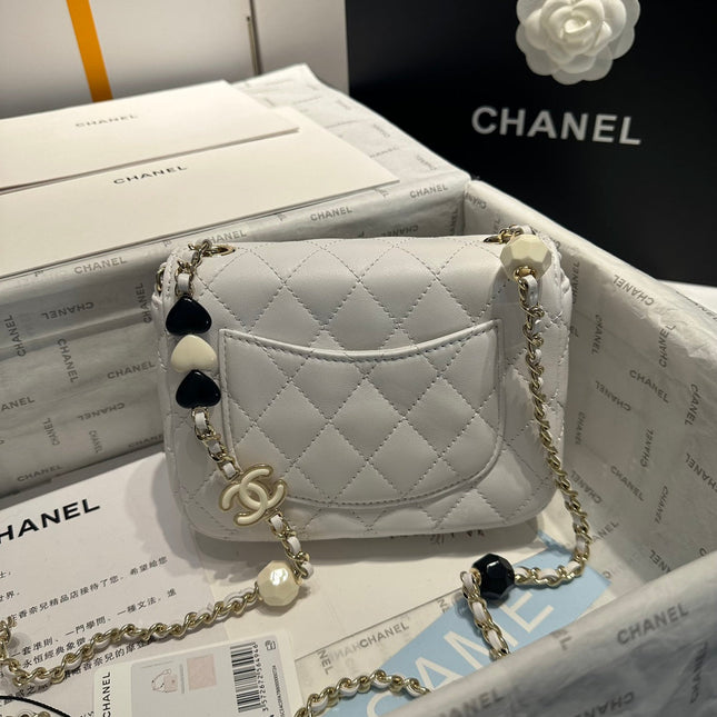 CC MINI 16 CROSSBODY BAG IN WHITE CALFSKIN WITH STRAP