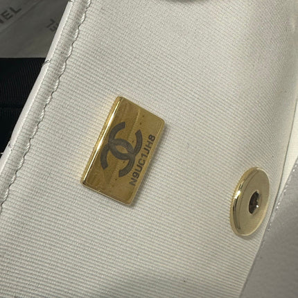 CC MINI 16 CROSSBODY BAG IN WHITE CALFSKIN WITH STRAP