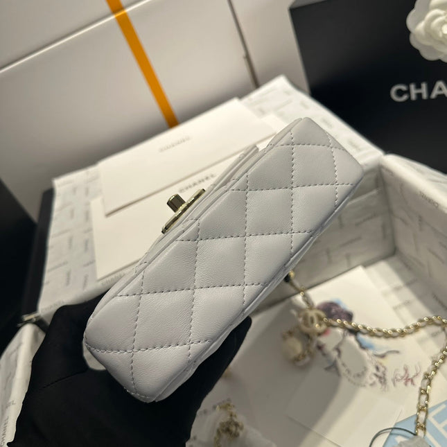 CC MINI 16 CROSSBODY BAG IN WHITE CALFSKIN WITH STRAP
