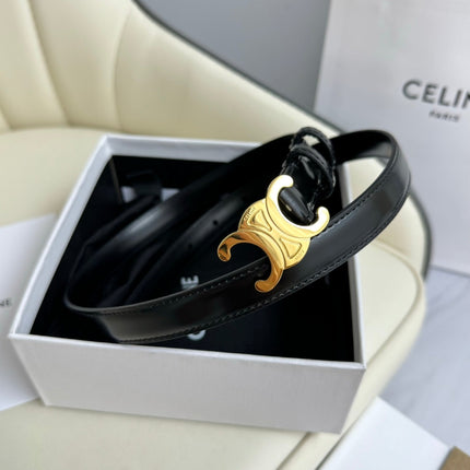 SMALL TRIOMPHE BELT 18 MM BLACK LEATHER GOLD HARDWARE