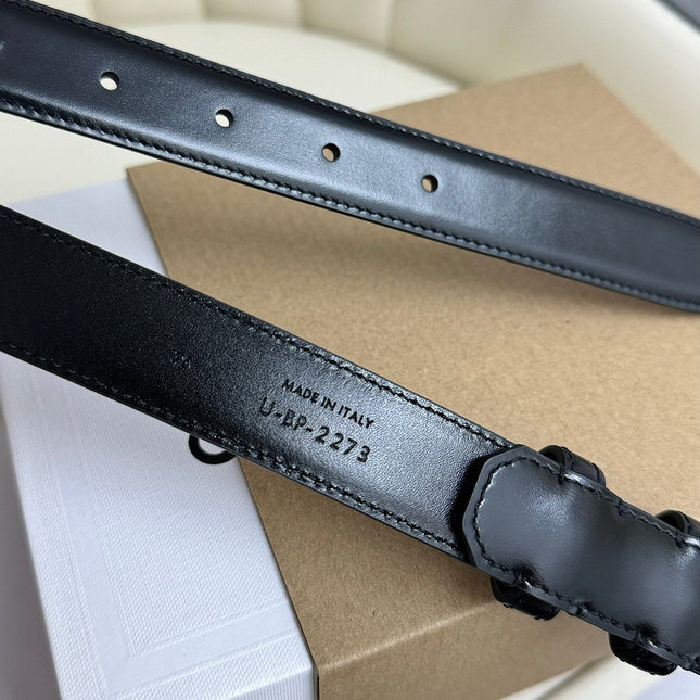 SMALL TRIOMPHE BELT 18 MM BLACK LEATHER SILVER HARDWARE