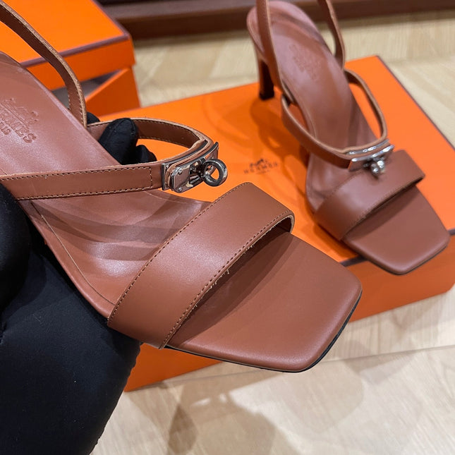 GLAMOUR 75 SANDAL CHOCOLATE CALFSKIN