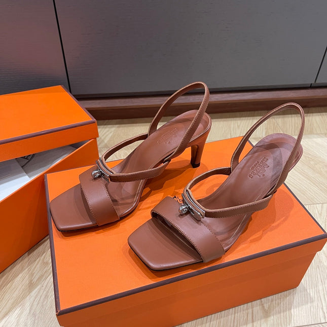 GLAMOUR 75 SANDAL CHOCOLATE CALFSKIN