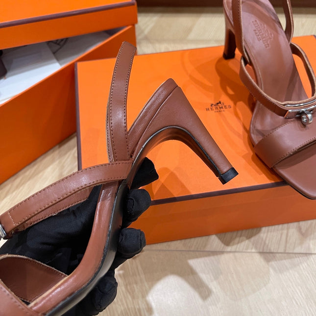 GLAMOUR 75 SANDAL CHOCOLATE CALFSKIN