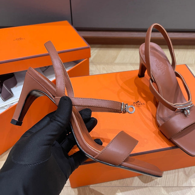 GLAMOUR 75 SANDAL CHOCOLATE CALFSKIN