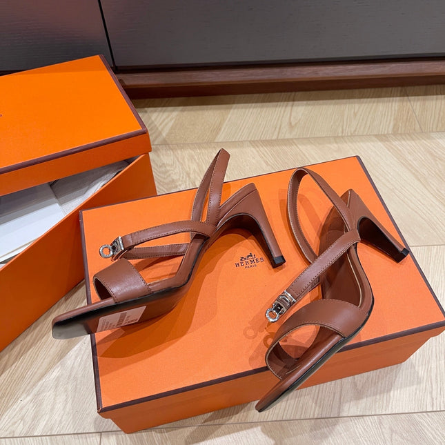 GLAMOUR 75 SANDAL CHOCOLATE CALFSKIN