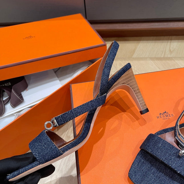 GLAMOUR 75 SANDAL DENIM CALFSKIN