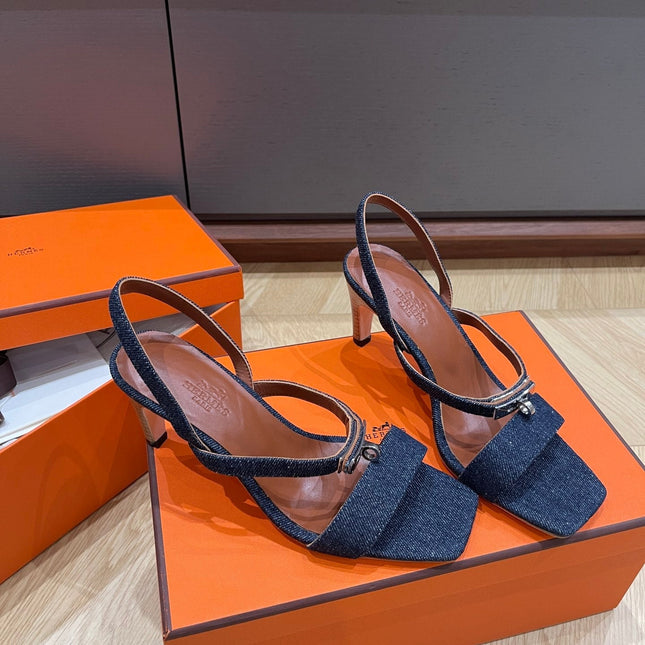 GLAMOUR 75 SANDAL DENIM CALFSKIN