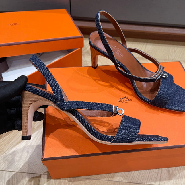 GLAMOUR 75 SANDAL DENIM CALFSKIN
