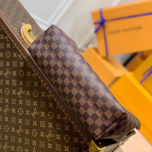 GRACEFUL MM BAG 35 IN BROWN DAMIER COATED CANVAS BROWN CALFSKIN